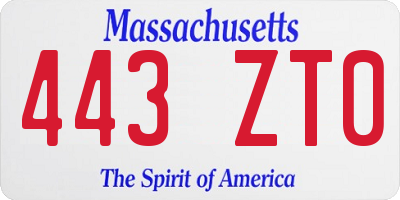 MA license plate 443ZT0