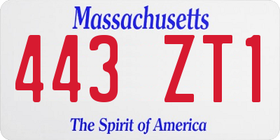 MA license plate 443ZT1