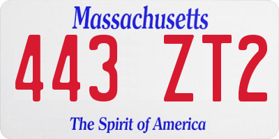 MA license plate 443ZT2