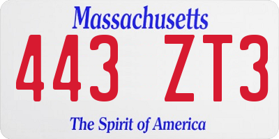 MA license plate 443ZT3