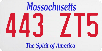 MA license plate 443ZT5