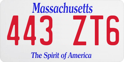 MA license plate 443ZT6