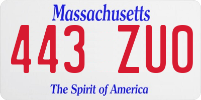 MA license plate 443ZU0