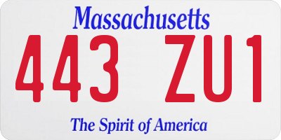 MA license plate 443ZU1