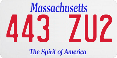 MA license plate 443ZU2