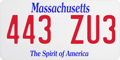 MA license plate 443ZU3