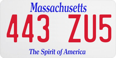 MA license plate 443ZU5