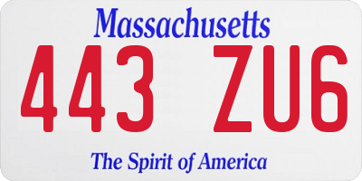 MA license plate 443ZU6