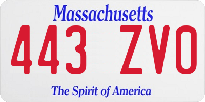 MA license plate 443ZV0