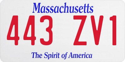 MA license plate 443ZV1