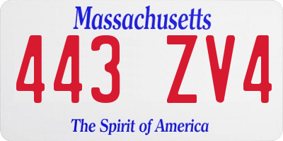 MA license plate 443ZV4