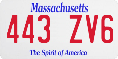 MA license plate 443ZV6