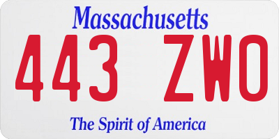 MA license plate 443ZW0