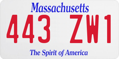 MA license plate 443ZW1