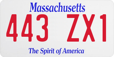 MA license plate 443ZX1