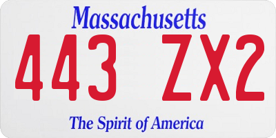 MA license plate 443ZX2