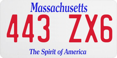 MA license plate 443ZX6
