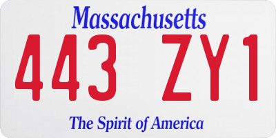 MA license plate 443ZY1