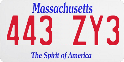 MA license plate 443ZY3