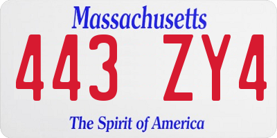 MA license plate 443ZY4