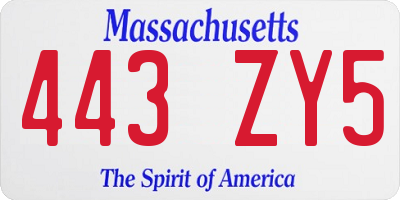 MA license plate 443ZY5