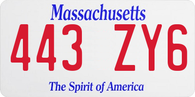 MA license plate 443ZY6