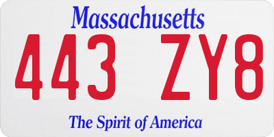 MA license plate 443ZY8