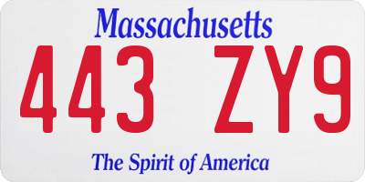 MA license plate 443ZY9