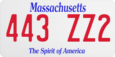 MA license plate 443ZZ2