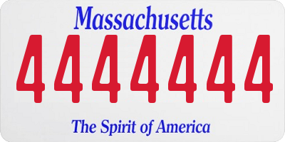 MA license plate 4444444