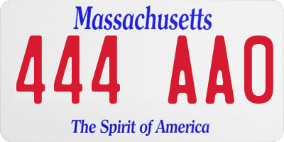 MA license plate 444AA0