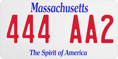 MA license plate 444AA2