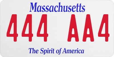 MA license plate 444AA4