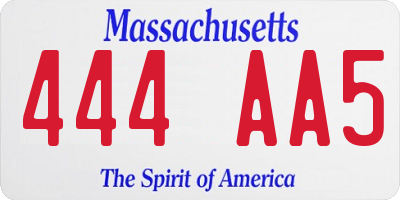 MA license plate 444AA5