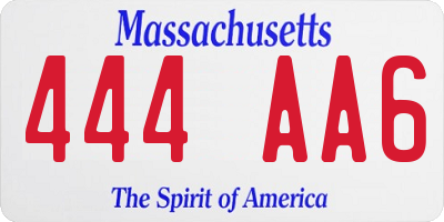 MA license plate 444AA6