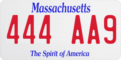 MA license plate 444AA9