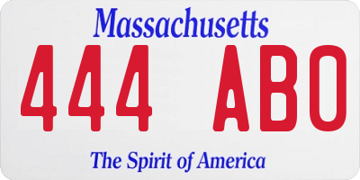 MA license plate 444AB0