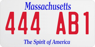 MA license plate 444AB1
