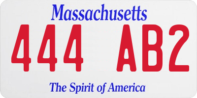MA license plate 444AB2