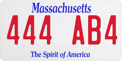 MA license plate 444AB4