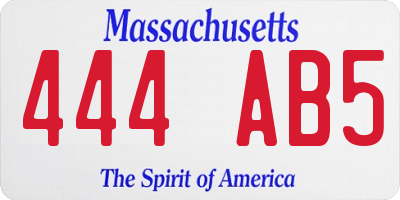 MA license plate 444AB5