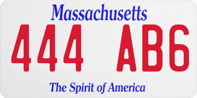 MA license plate 444AB6