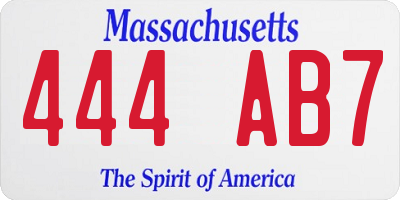 MA license plate 444AB7