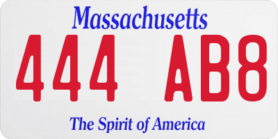 MA license plate 444AB8