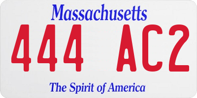 MA license plate 444AC2