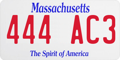 MA license plate 444AC3
