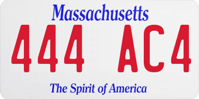 MA license plate 444AC4