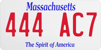 MA license plate 444AC7
