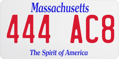 MA license plate 444AC8
