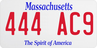 MA license plate 444AC9